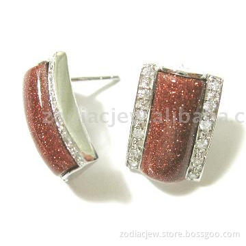 925 sterling silver earring with gold sandstone setting